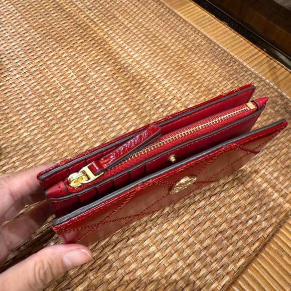 Best Price‼️Tory Burch Willa Medium Wallet 169924 Berry $270 - Picture 2 of 8